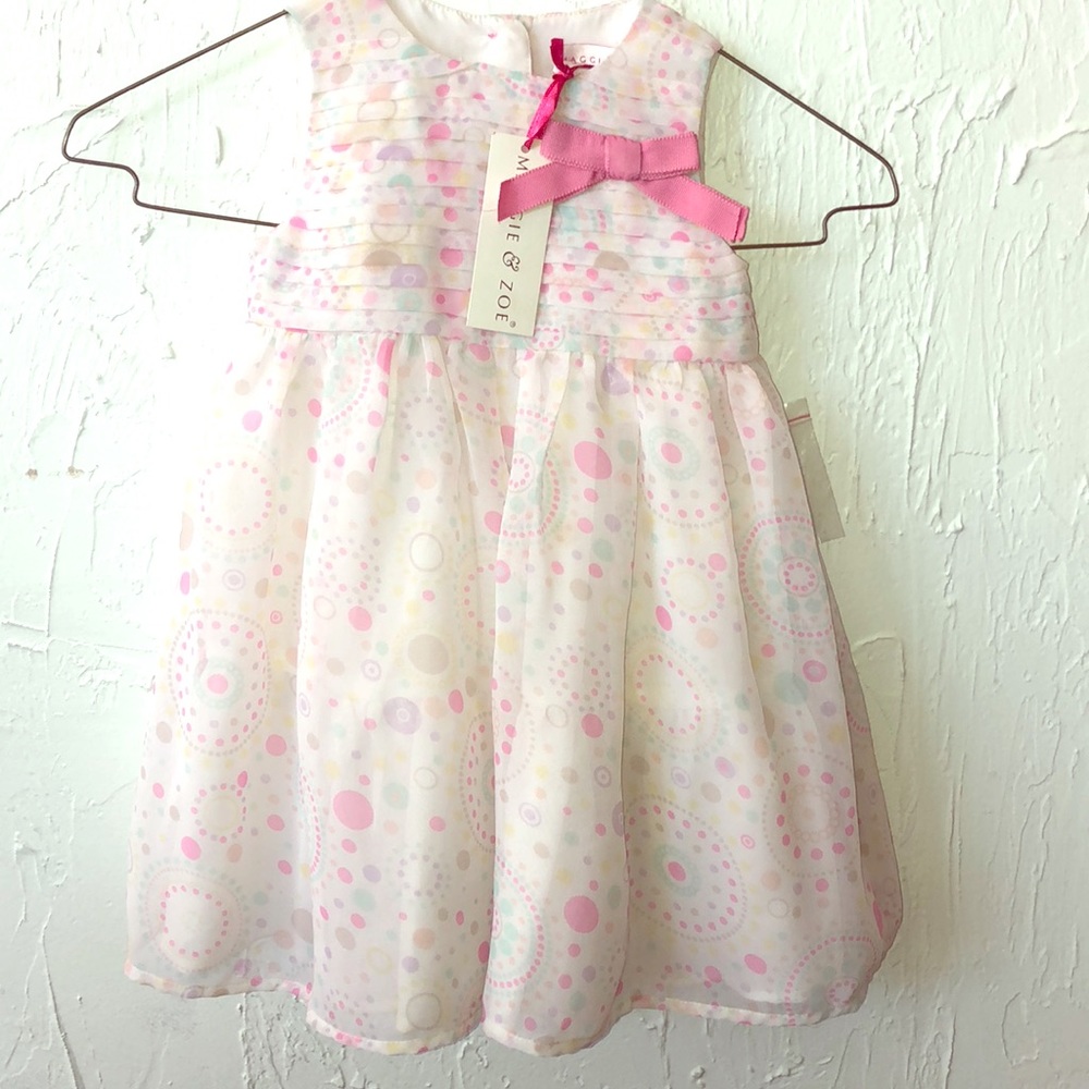 18m girls Maggie & Zoe white chiffon dress pink
